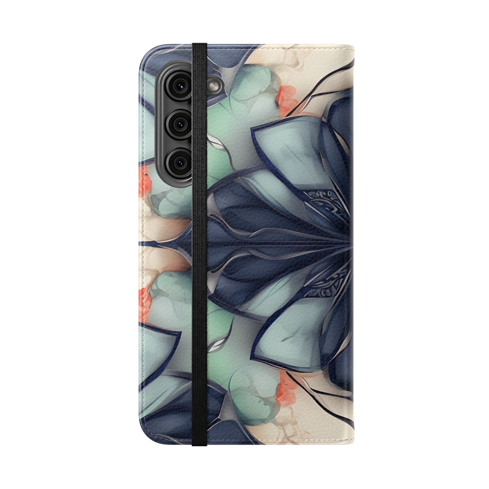 Midnight Mosaic - Abstract Floral Flip Phone Case for Samsung Galaxy S23 Plus