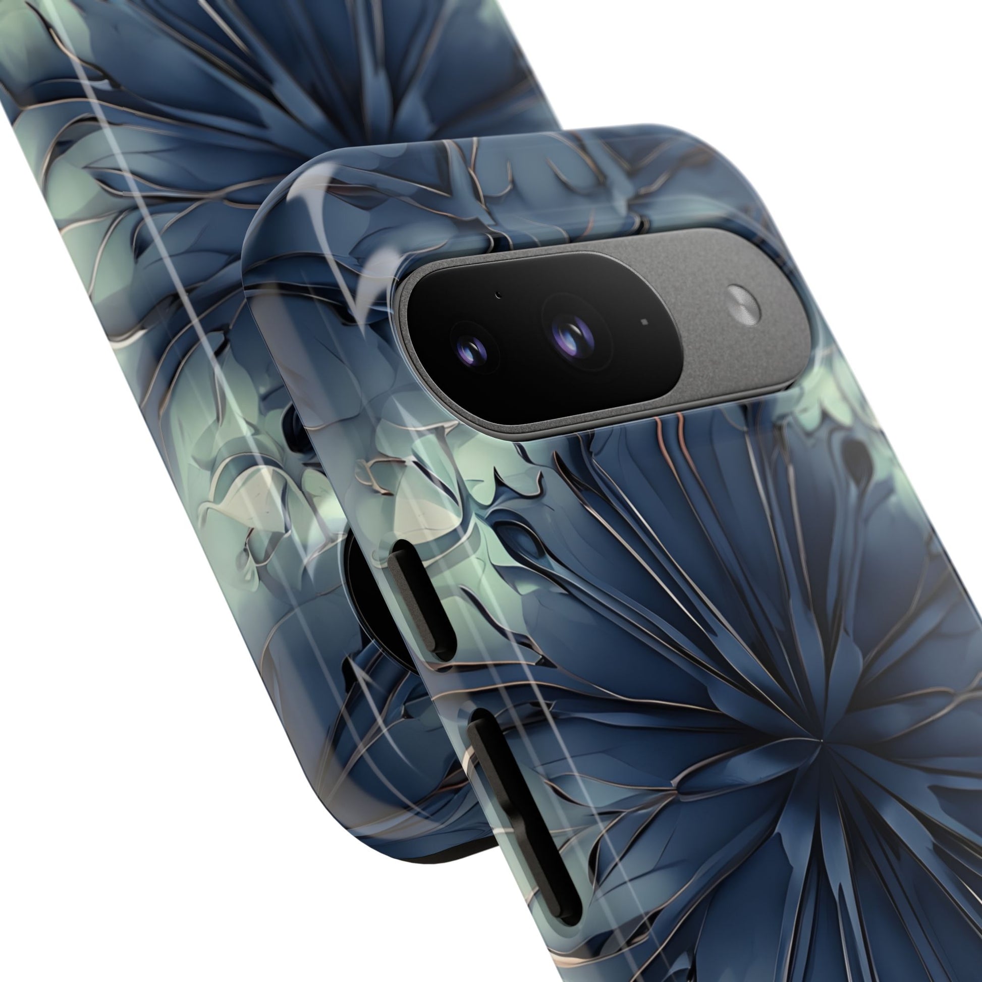 Indigo Mosaic - Artistic Kaleidoscope Collection Artistic Floral - Google Pixel 9 Tough Phone Case - Bold Blue Symmetrical Design