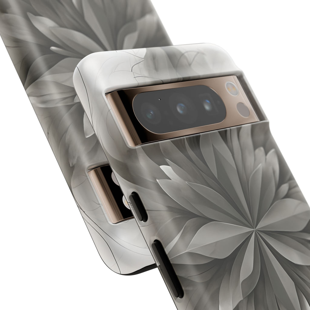 Silver Lotus - Elegant Monochrome Floral Google Pixel 8 Pro Tough Phone Case - Modern Lotus Design