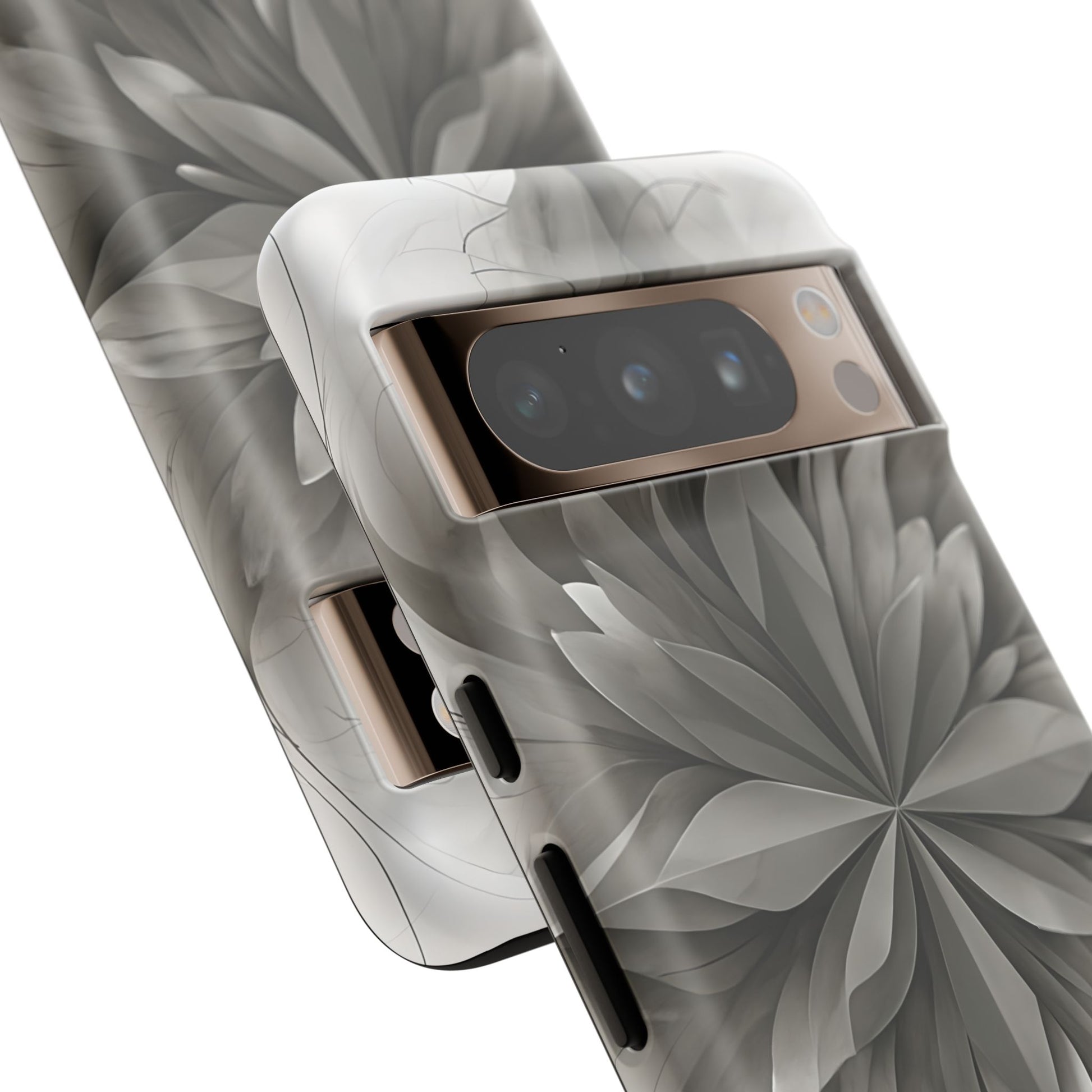 Silver Lotus - Elegant Monochrome Floral Google Pixel 8 Pro Tough Phone Case - Modern Lotus Design