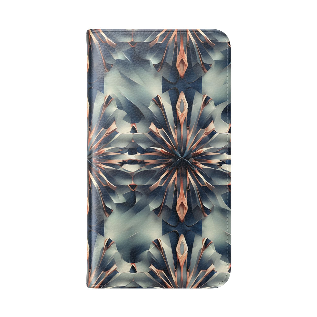 Obsidian Kaleidoscope Samsung Galaxy S23 Wallet Case - Elegant Abstract Flip Cover with Card Slots