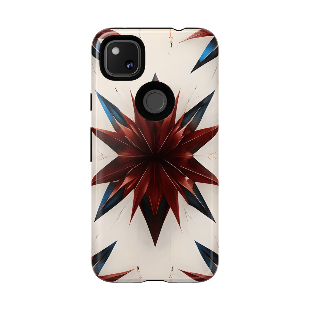 Garnet Starburst - Kaleidoscope Collection Gemstone Floral - Google Pixel 4a Tough Phone Case - Floral Burst Design