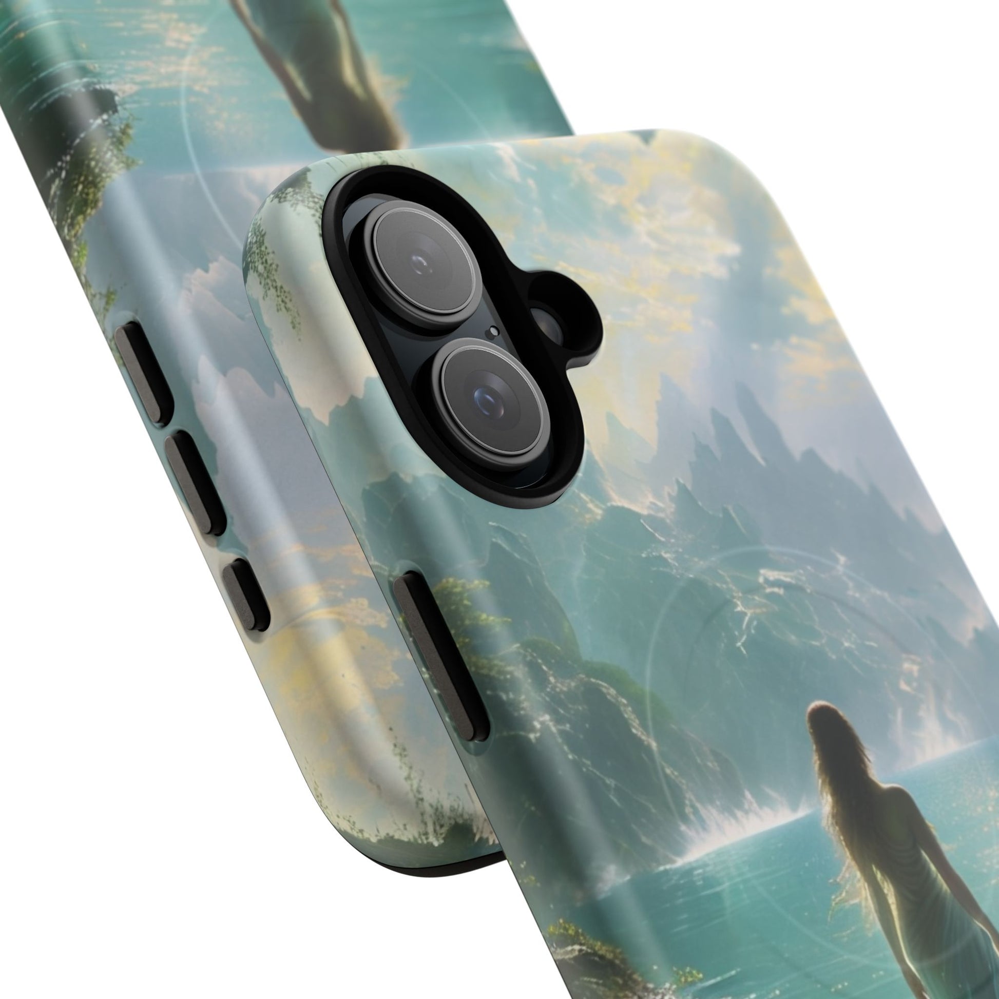 Celestial Tides - Dreamscape Art iPhone 16 Plus MagSafe Phone Case -Ethereal Woman & Fantasy Landscape Design