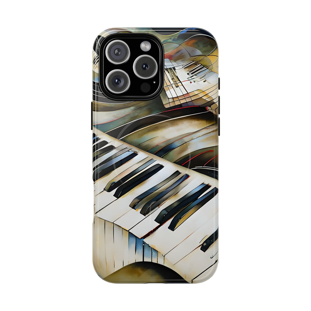 Ivory Cascade Abstract Keyboard Music iPhone 16 Pro Max MagSafe Case