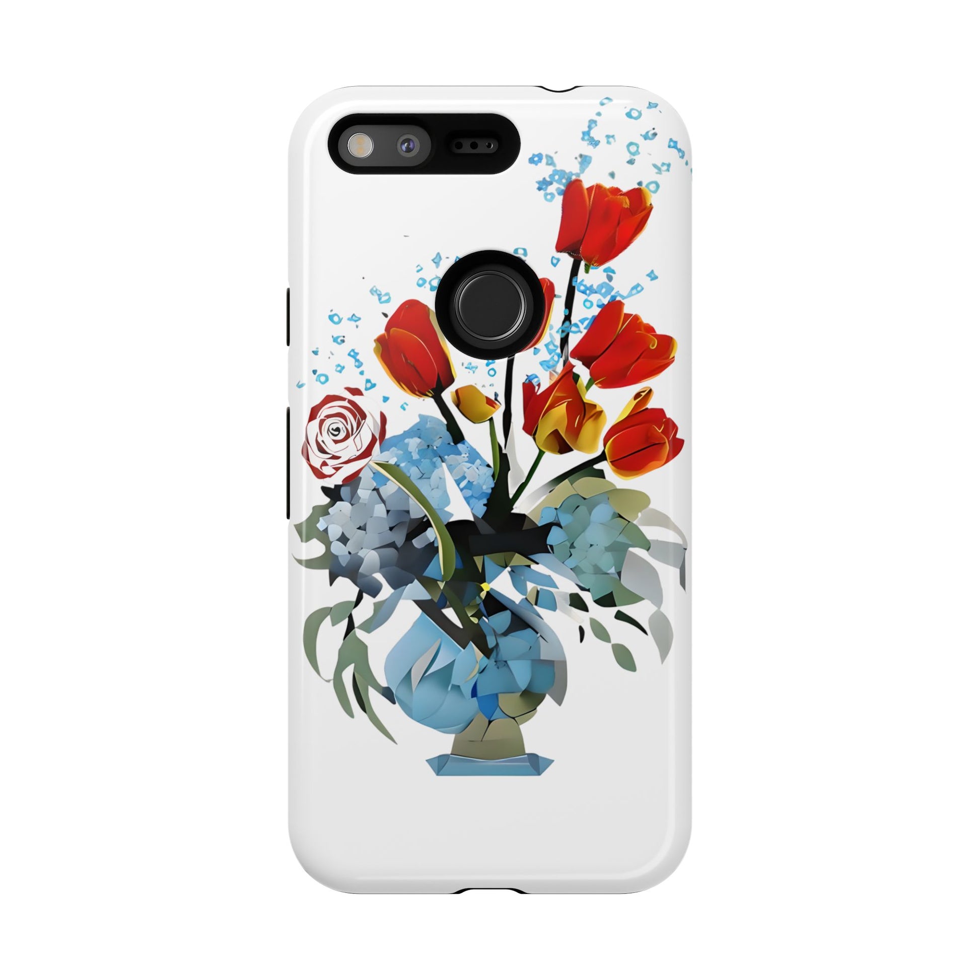 Bouquet Brilliance - Artistic Floral Google Pixel Tough Phone Case - Vibrant Tulip, Rose & Hydrangea Design