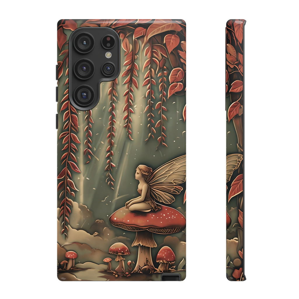 Willow Whisper - Tranquil Nature Art Samsung Galaxy S22 Ultra Tough Phone Case - Serene Willow Tree & Meditative Figure Design