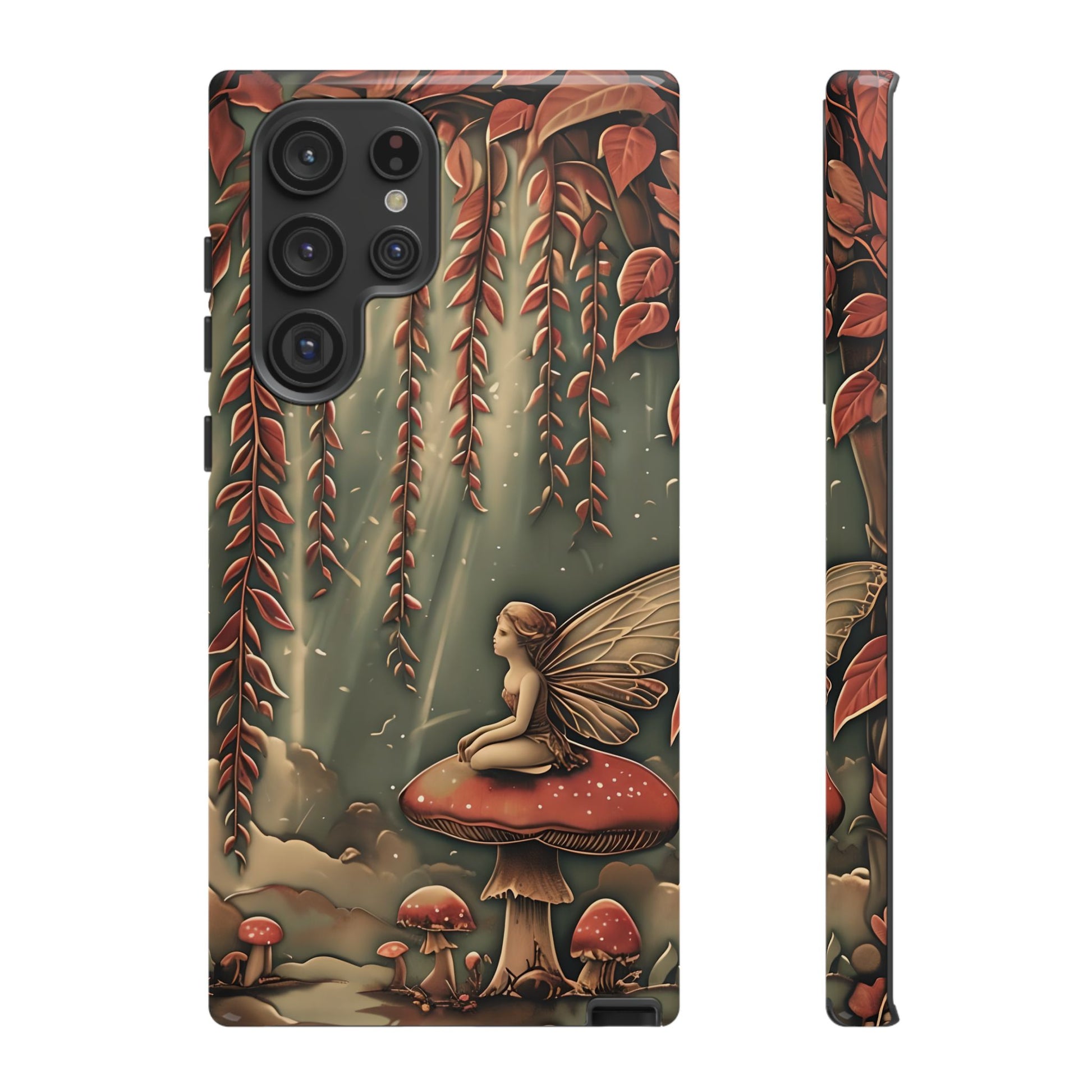 Willow Whisper - Tranquil Nature Art Samsung Galaxy S22 Ultra Tough Phone Case - Serene Willow Tree & Meditative Figure Design