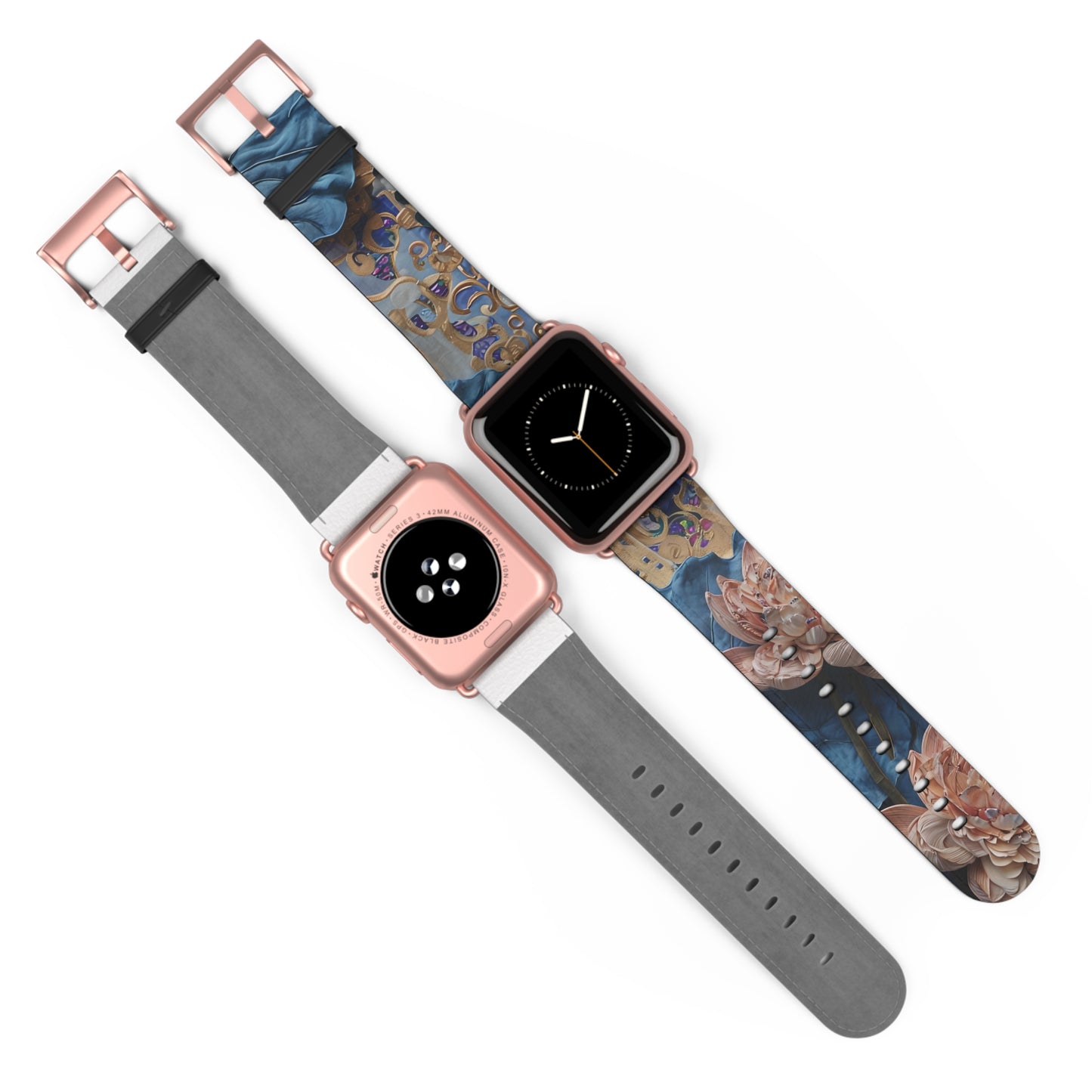 Peony Midnight Tapestry Designer Apple Watch Band - Premium Custom Strap for Series 1-9, SE & Ultra - Artistic Vegan Leather
