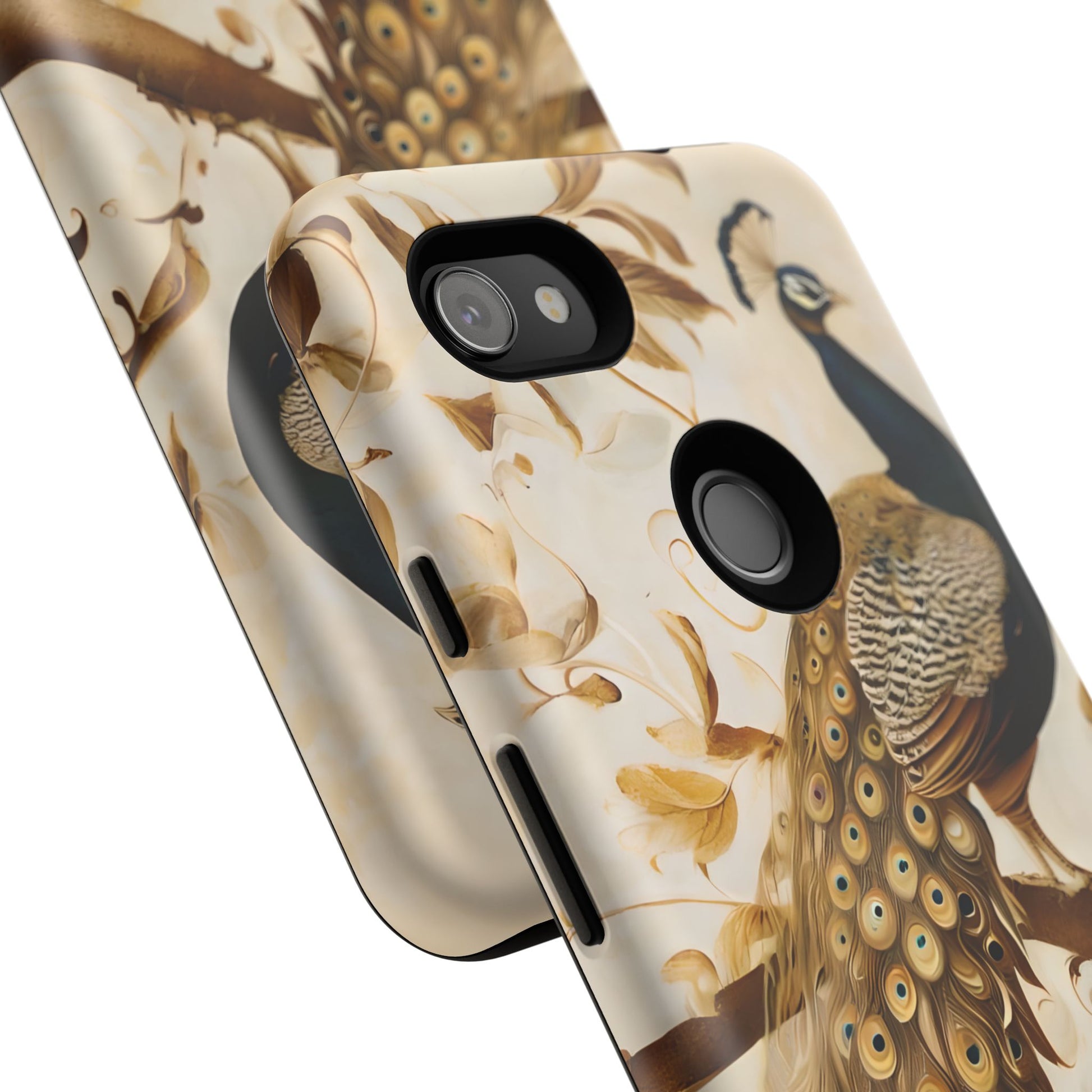 Golden Plumage - Luxe Peacock Art Google Pixel 3a XL Phone Case - Elegant Gold & Cream Design