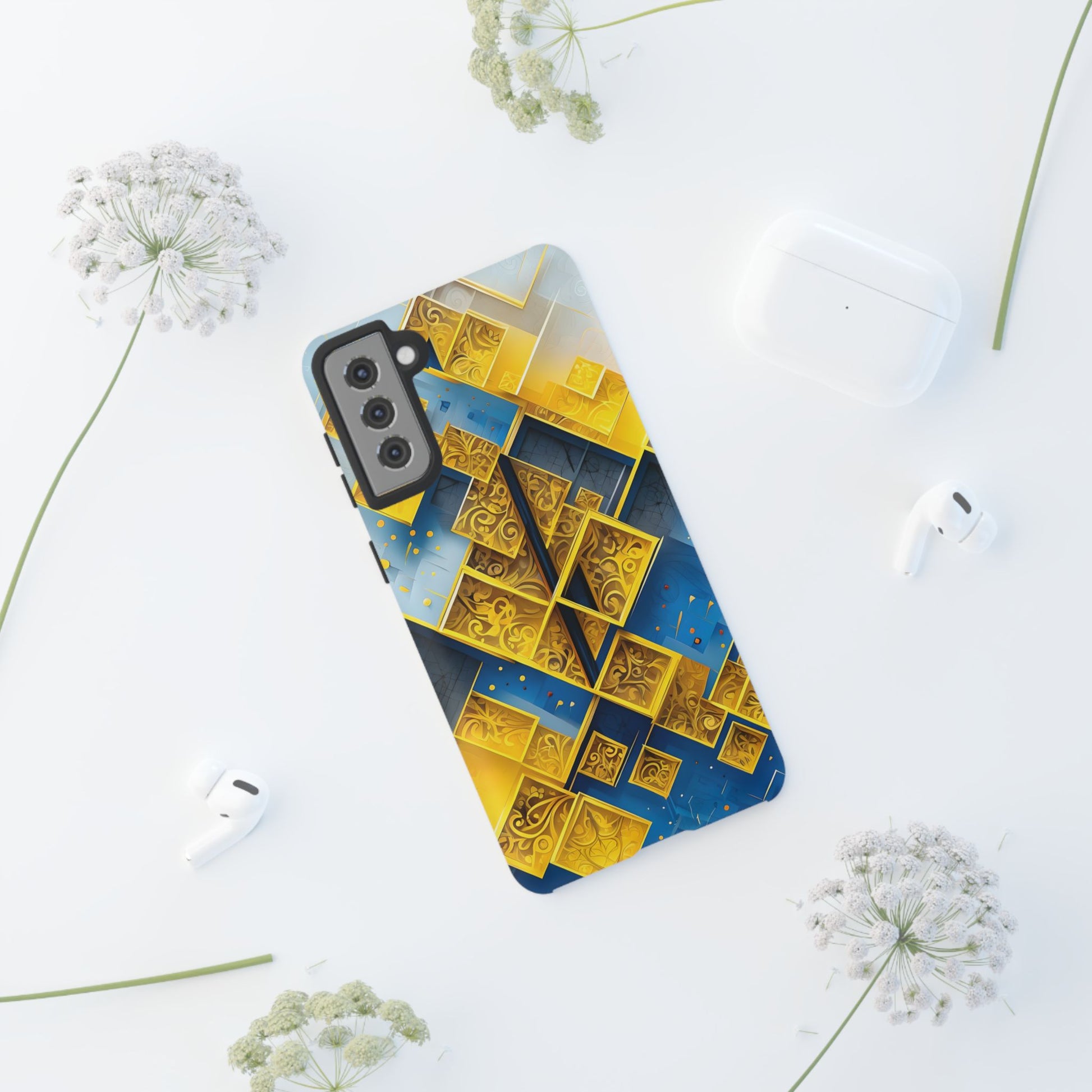 Golden Ascent Luxe Geometric Samsung Galaxy S21 Plus Tough Case - Elegant Abstract Gold Design