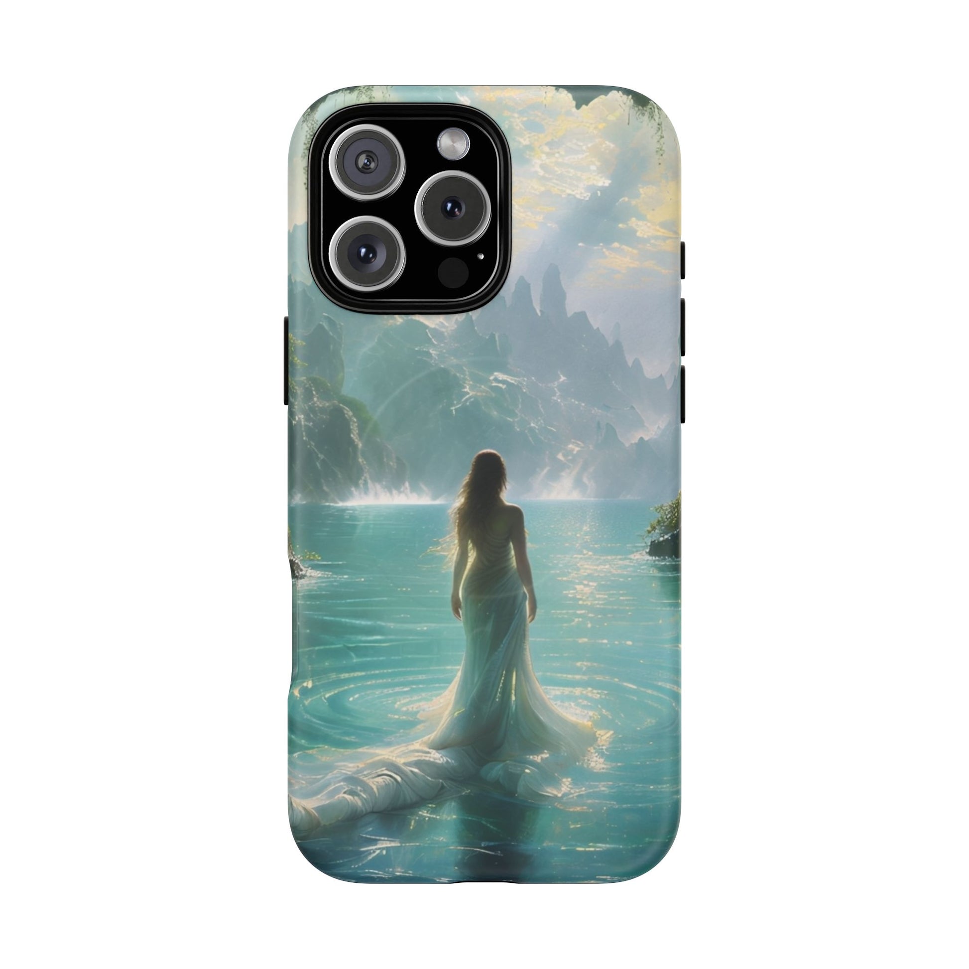 Celestial Tides - Dreamscape Art iPhone 16 Pro Max MagSafe Phone Case -Ethereal Woman & Fantasy Landscape Design