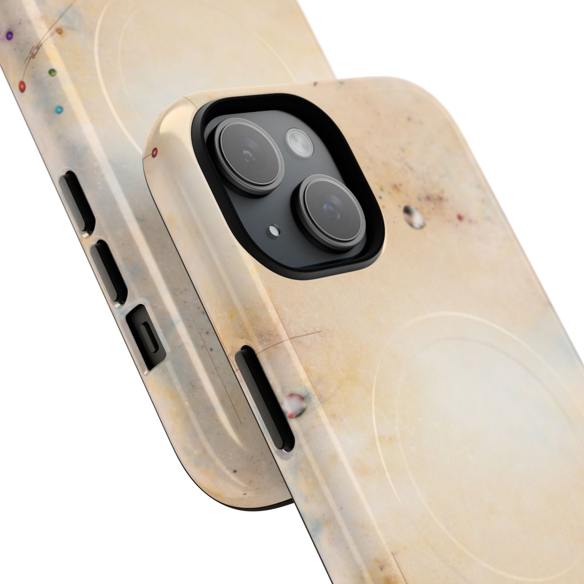 Brass Rhapsody jazz saxophone watercolor artwork iPhone MagSafe case angled view