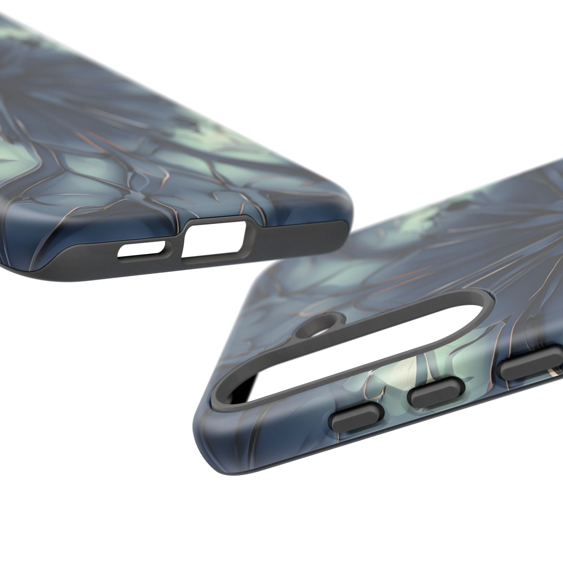 Indigo Mosaic - Artistic Kaleidoscope Collection Artistic Floral - Samsung Galaxy S25 Plus Tough Phone Case - Bold Blue Symmetrical Design