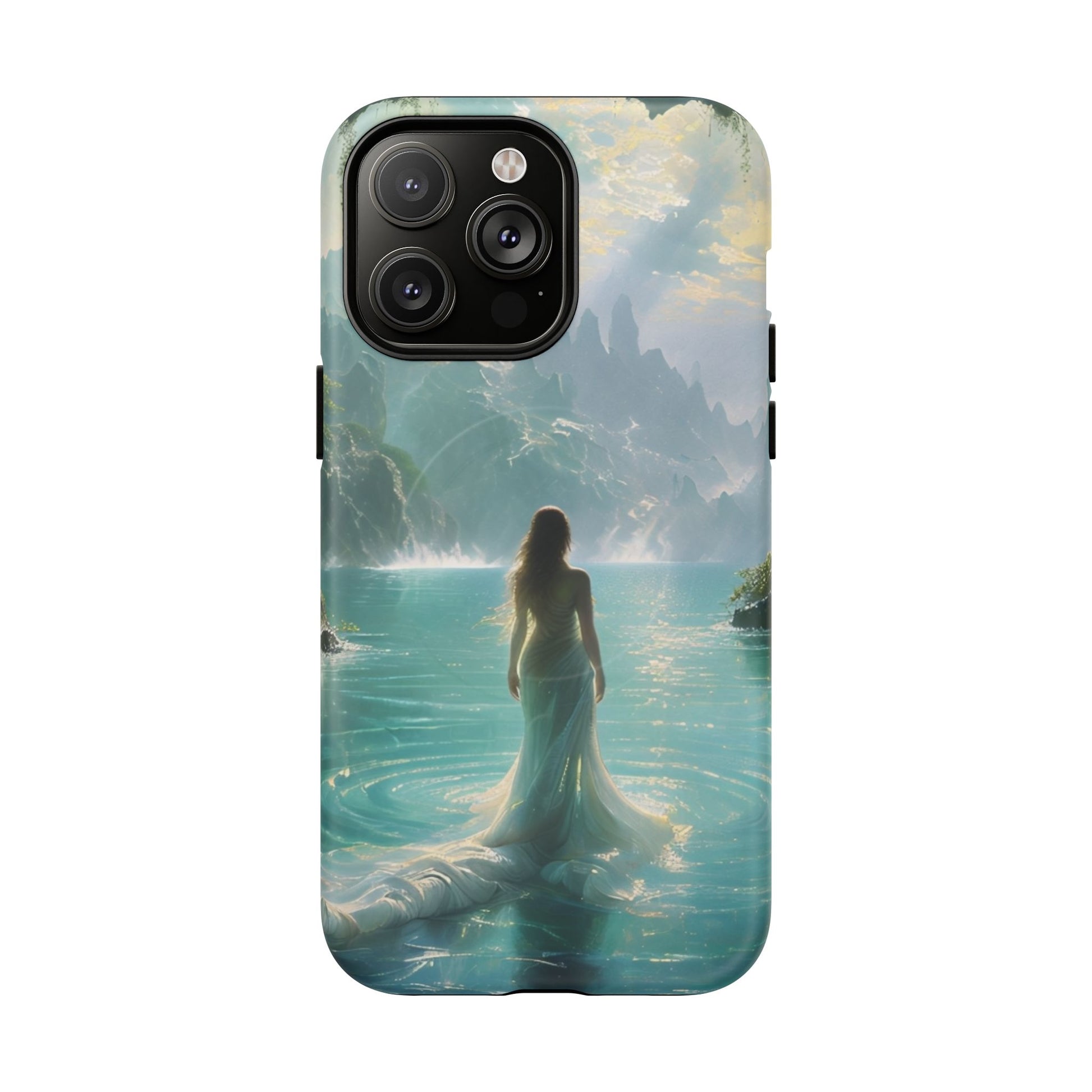 Celestial Tides - Dreamscape Art iPhone 14 Pro Max MagSafe Phone Case -Ethereal Woman & Fantasy Landscape Design