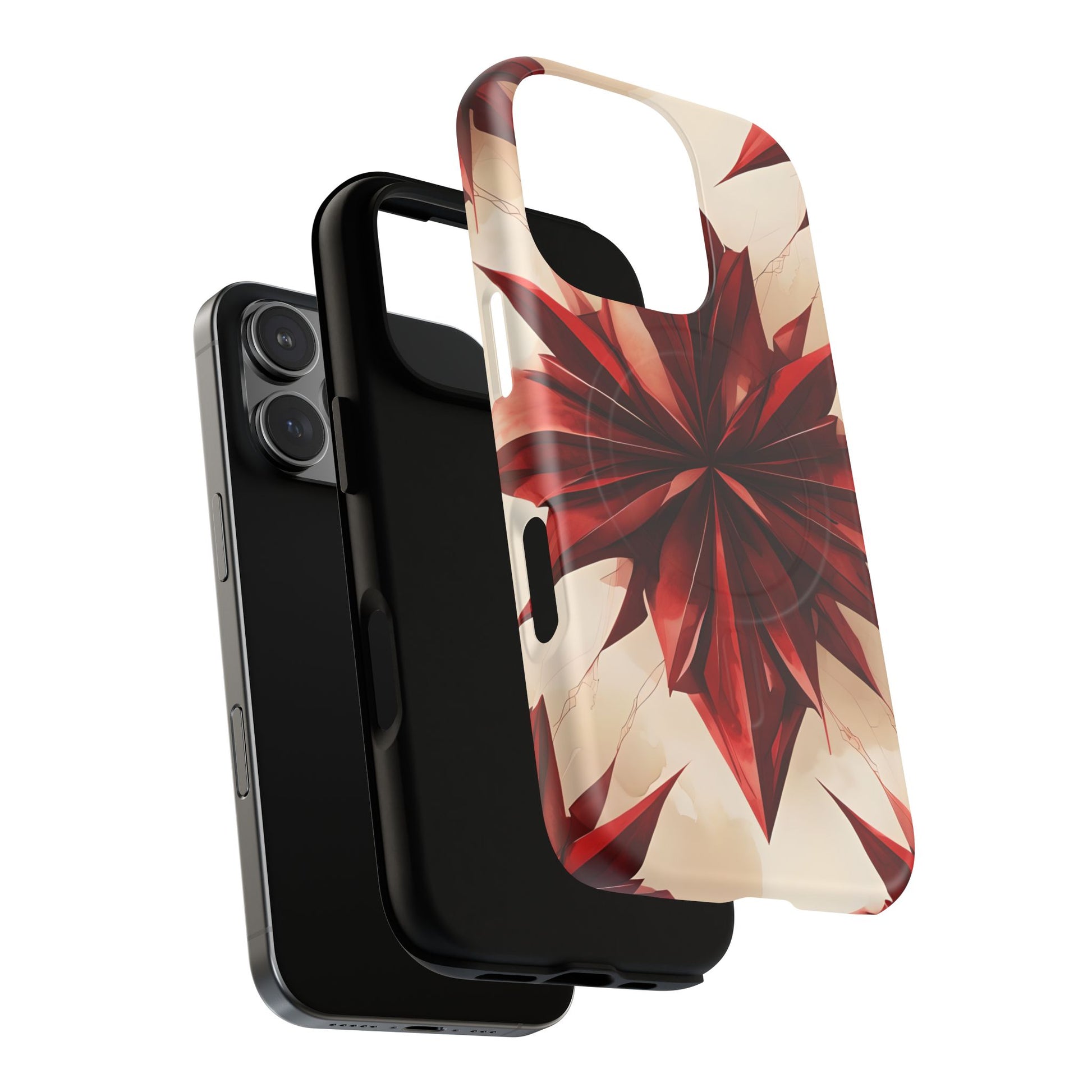 Ruby Compass iPhone 16 Pro MagSafe Phone Case - Bold Red Modern Design