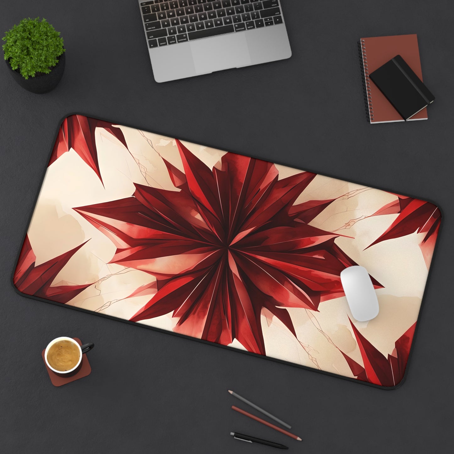 Ruby Compass Designer Desk Mat - Premium Office Desk Pad, 3 Sizes Available, Artistic Workspace Protection