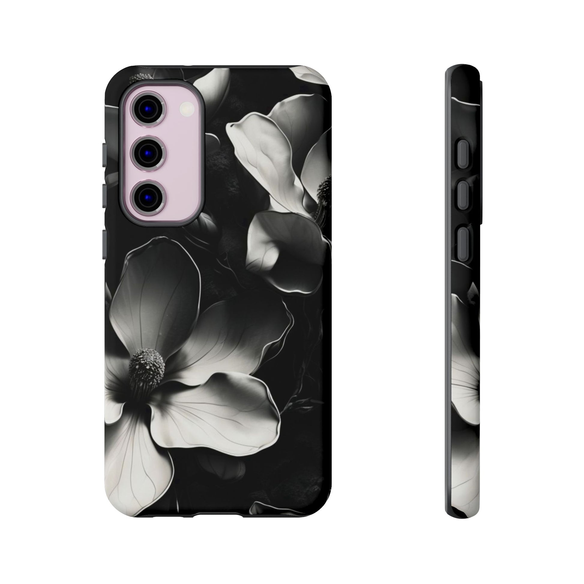 Monochrome Magnolia - Elegant Black & White Floral Samsung Galaxy S23 Plus Tough Phone Case - Artistic Magnolia Design