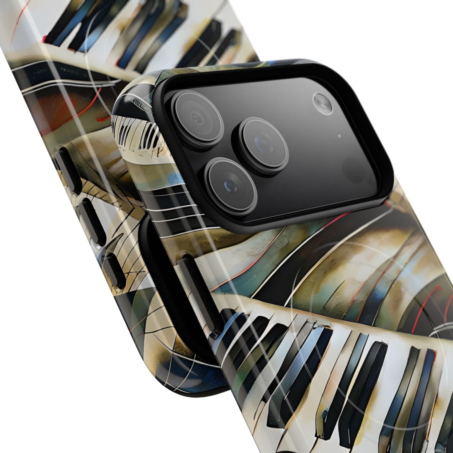Angled view of Ivory Cascade iPhone MagSafe protective phone case