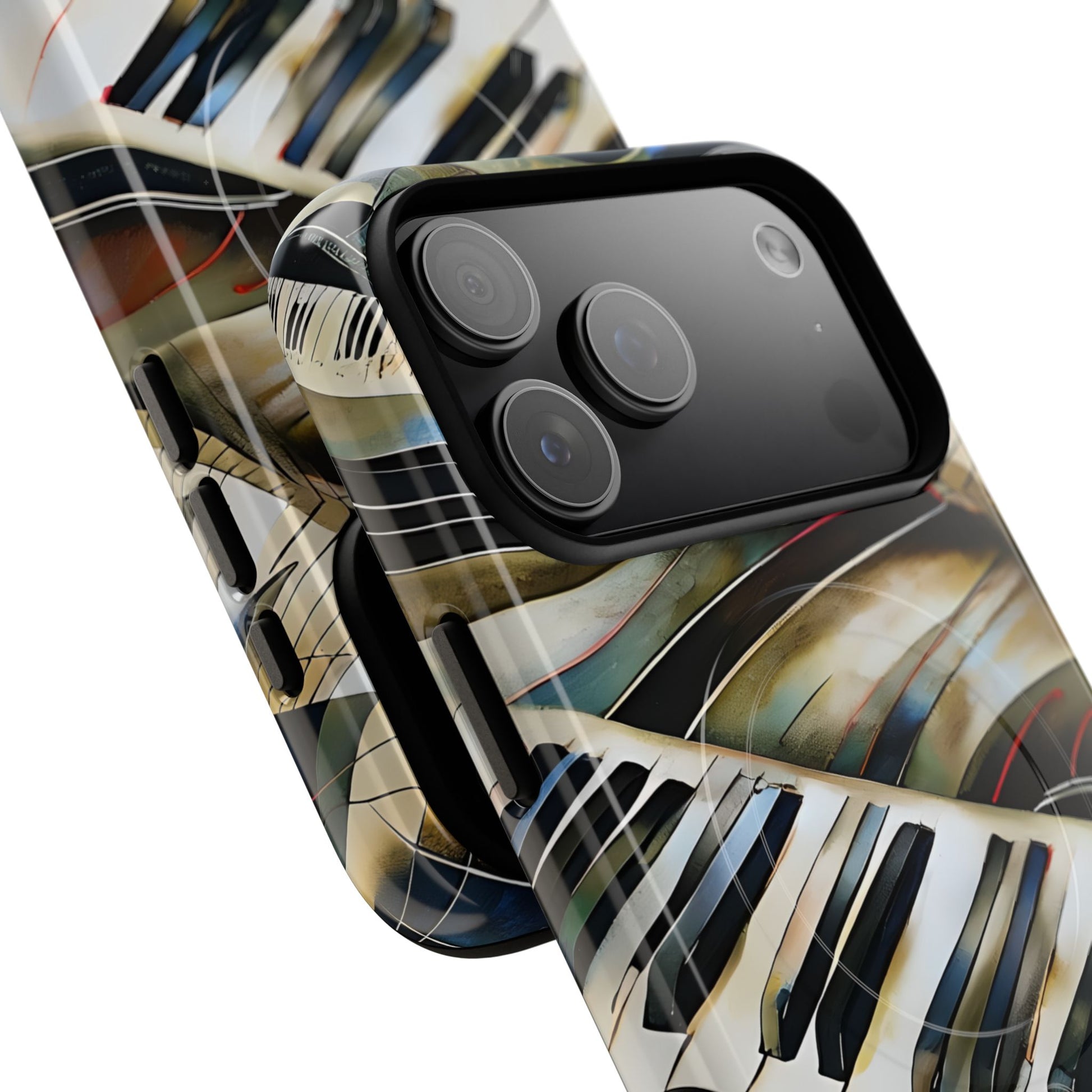 Angled view of Ivory Cascade iPhone MagSafe protective phone case