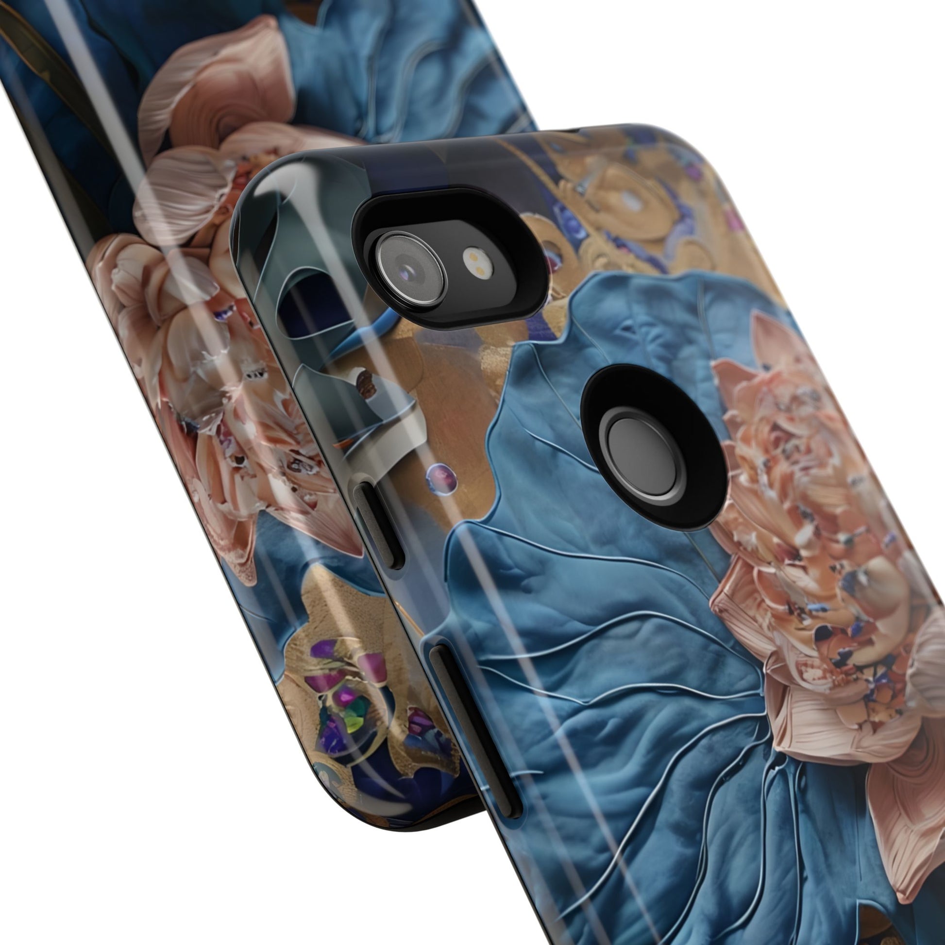 Peony Midnight Tapestry - Google Pixel 3a XL - Elegant Blue & Blush Artful Phone Cover