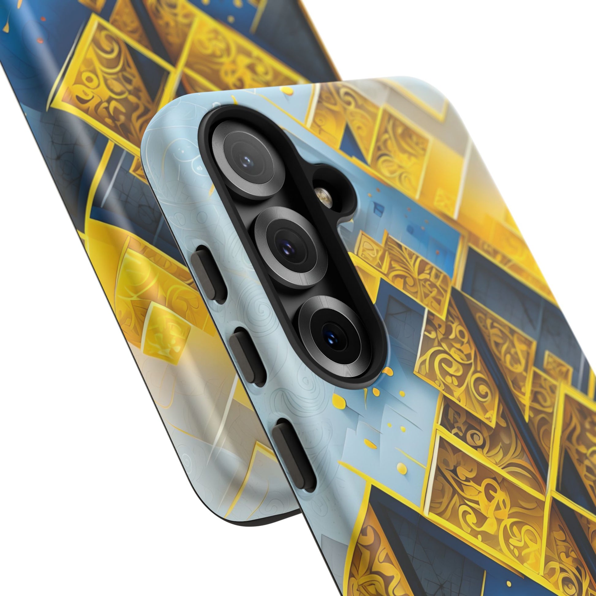 Golden Ascent Luxe Geometric Samsung Galaxy S25 Tough Case - Elegant Abstract Gold Design