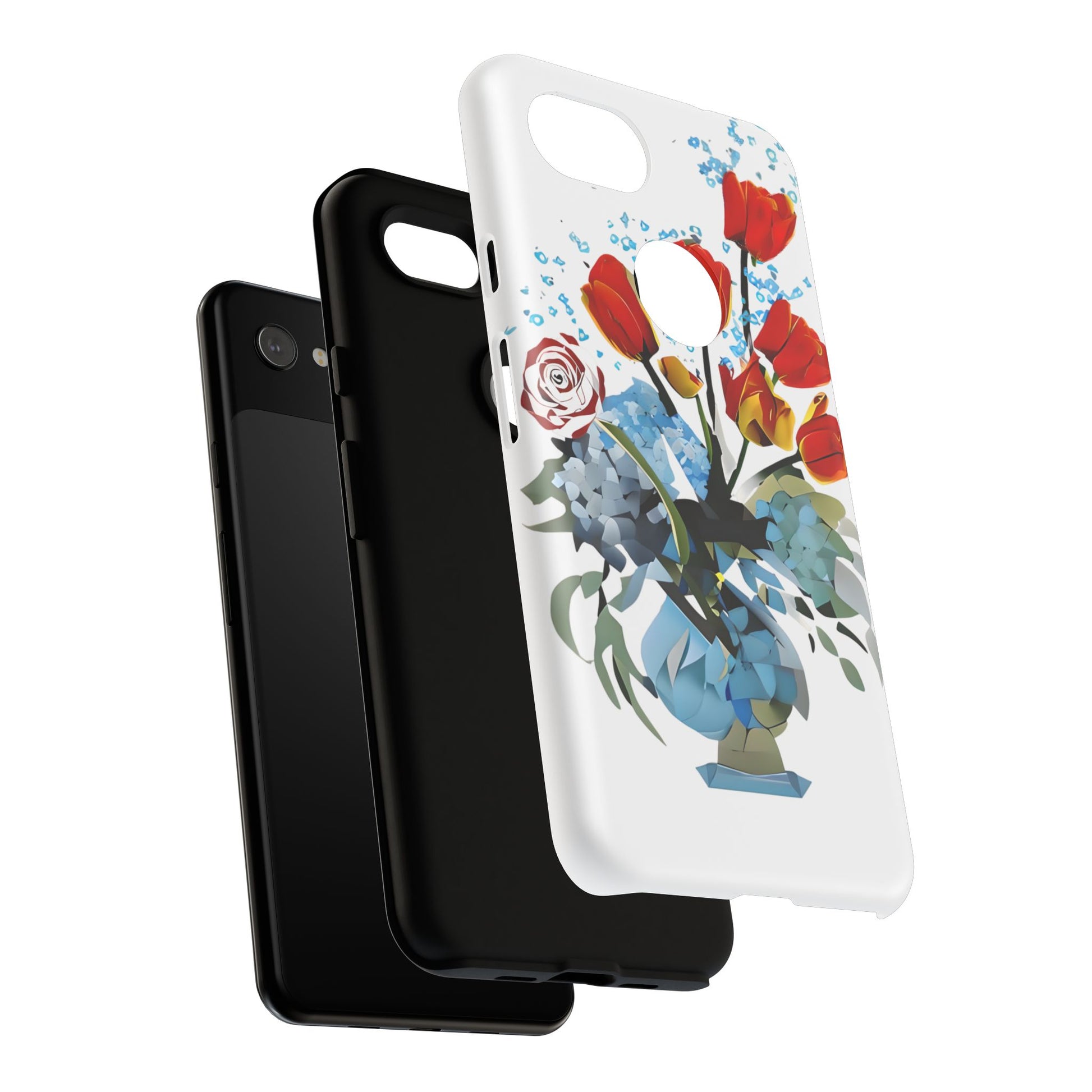 Bouquet Brilliance - Artistic Floral Google Pixel 3a XL Tough Phone Case - Vibrant Tulip, Rose & Hydrangea Design