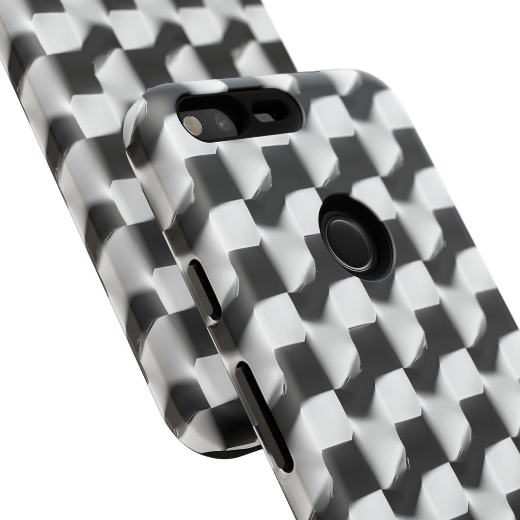 Monochrome Grid Tough Case for Google Pixel XL - Classic Checkerboard, Black & White, Minimalist Trend