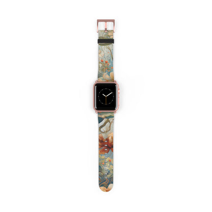 Waterlily Dreamscape Designer Apple Watch Band - Premium Custom Strap for Series 1-9, SE & Ultra - Artistic Vegan Leather