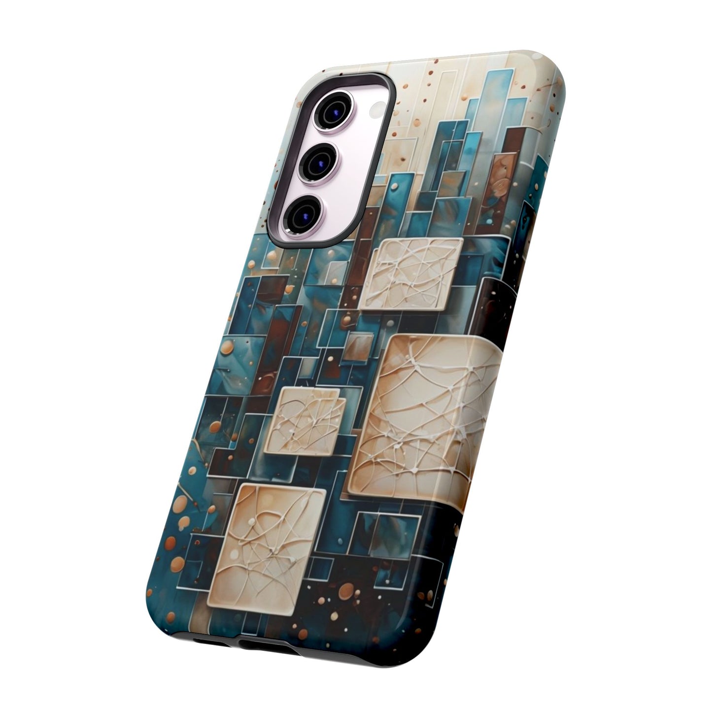 Architectural Drift Samsung Galaxy Case - Modern Geometric Teal & Parchment Design