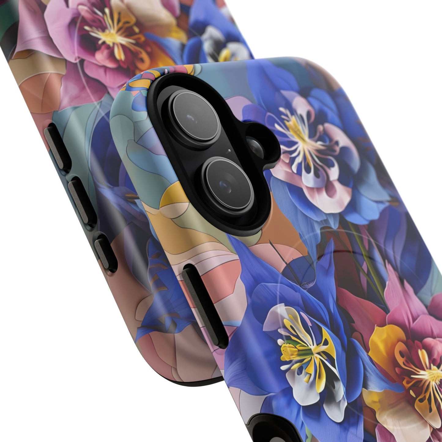 Blue Columbine Carnivale - Artistic Floral & Butterfly iPhone MagSafe Phone Case - Vibrant Botanical Design