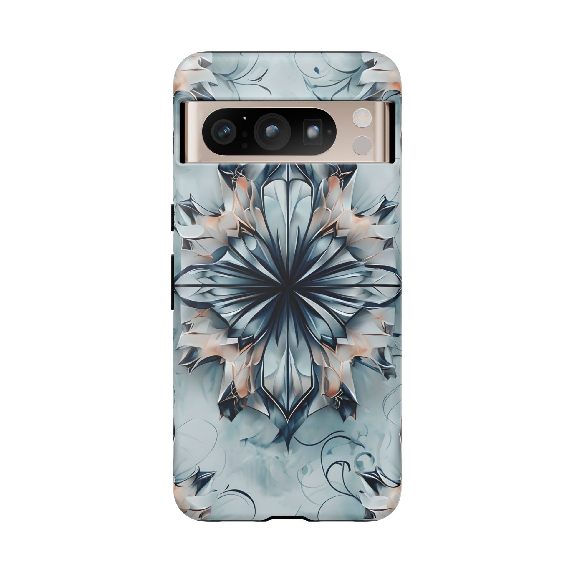 Indigo Mirage - Artistic Kaleidoscope Collection Artistic Floral - Google Pixel 8 Pro Tough Phone Case - Bold Indigo Symmetrical Design