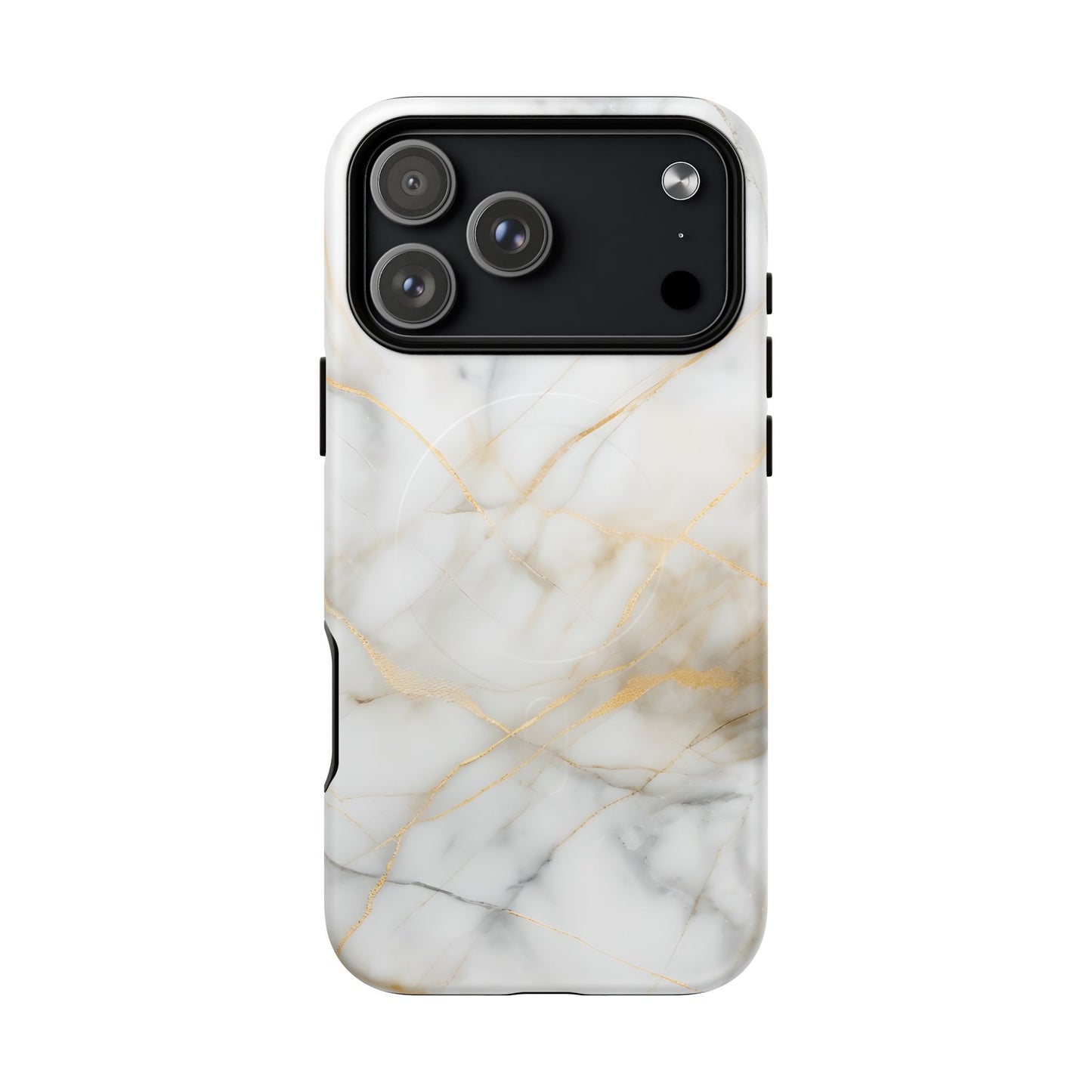 Golden Vein iPhone MagSafe Phone Case -White Neutral Marble Design