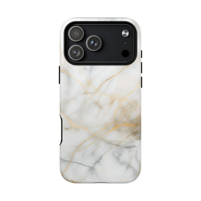 Golden Vein iPhone MagSafe Phone Case -White Neutral Marble Design