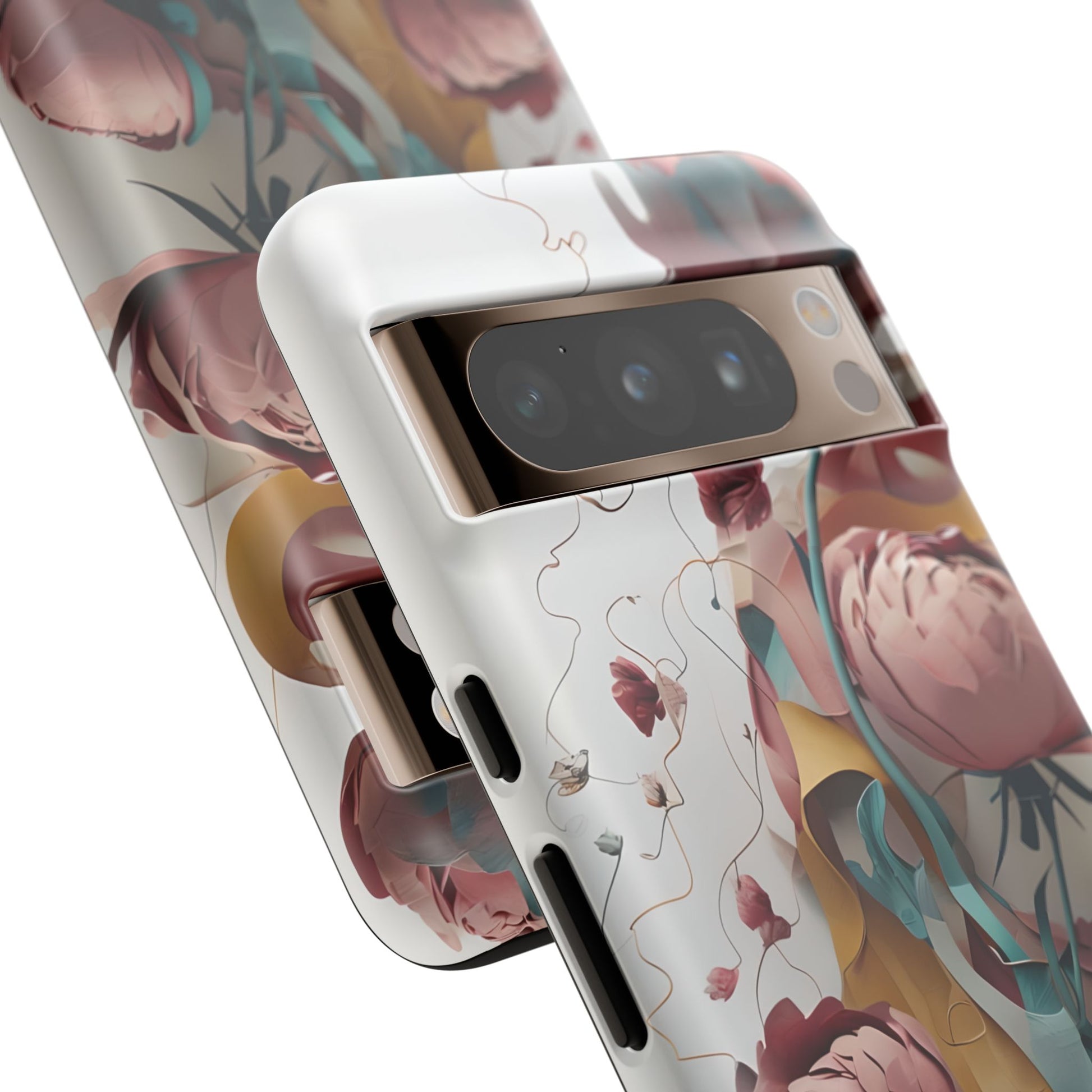 Blushing Peony Veil - Elegant Painterly Floral Google Pixel 8 Pro Tough Phone Case - Soft Blush & Teal Peony Design