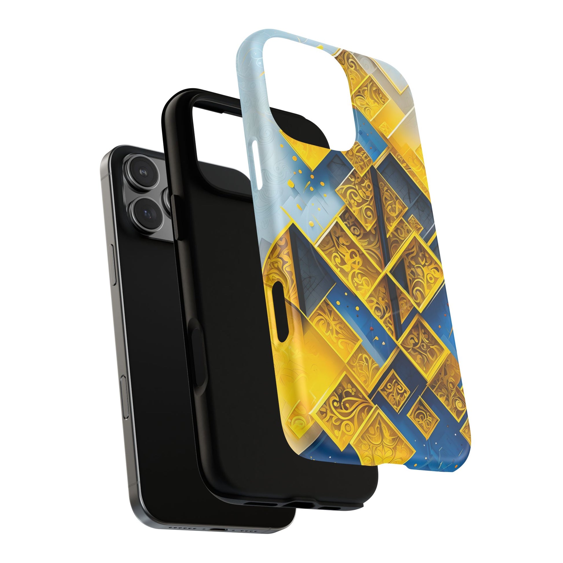 Golden Ascent Luxe Geometric iPhone 16 Pro Max - MagSafe Compatible - Elegant Abstract Gold Design