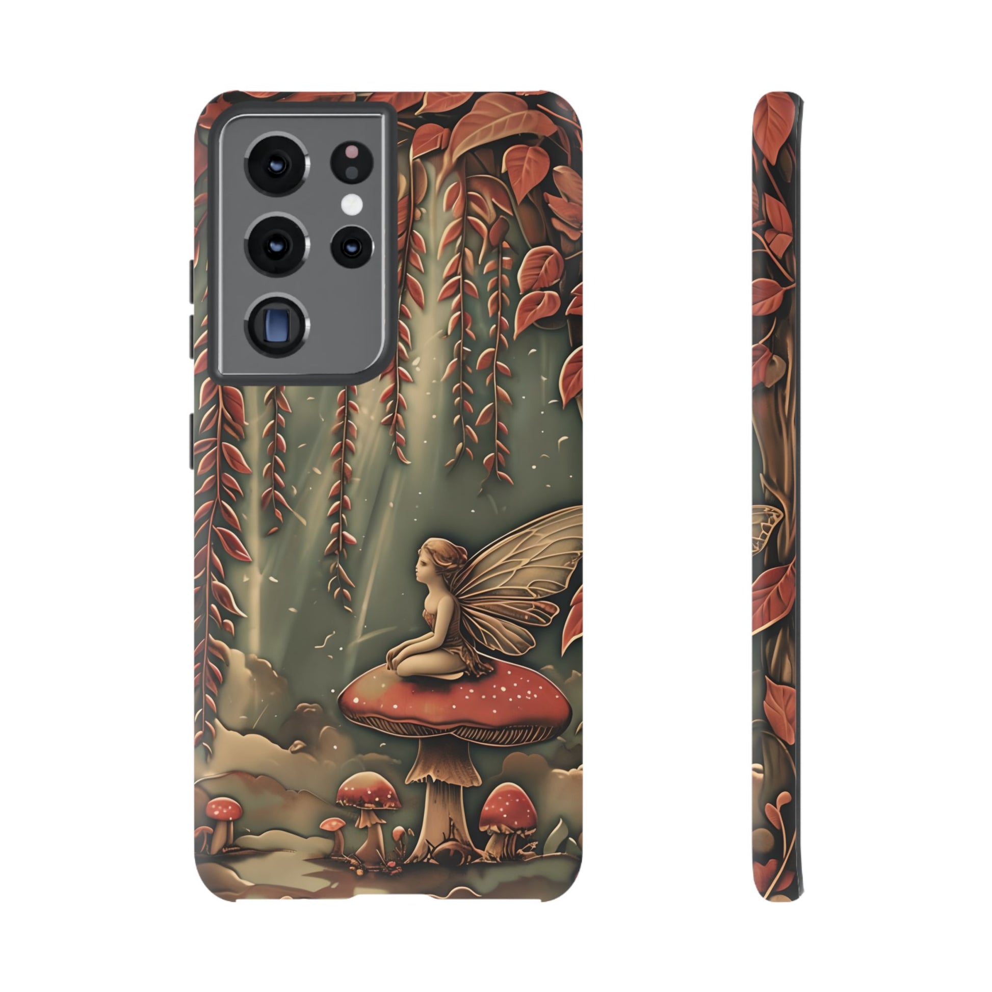 Willow Whisper - Tranquil Nature Art Samsung Galaxy S21 Ultra Tough Phone Case - Serene Willow Tree & Meditative Figure Design