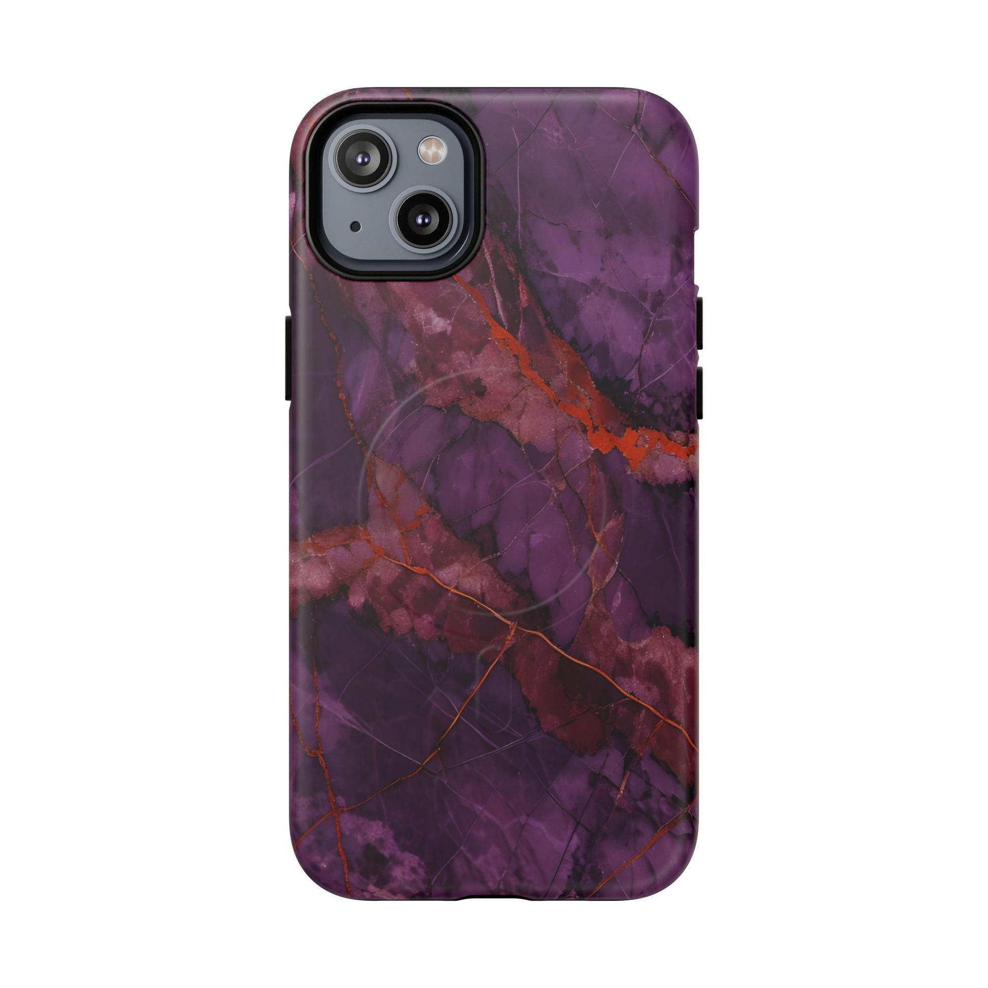 Amethyst Current - Kaleidoscope Collection Artistic Floral Burst - iPhone 14 Plus MagSafe Phone Case - Bold Purple Symmetrical Design