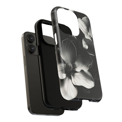 Monochrome Magnolia - Elegant Black & White Floral iPhone MagSafe Phone Case - Artistic Magnolia Design