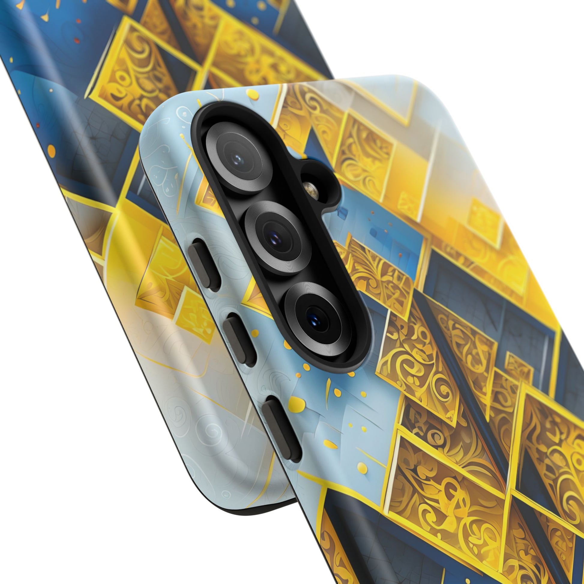 Golden Ascent Luxe Geometric Samsung Galaxy S25 Plus Tough Case - Elegant Abstract Gold Design