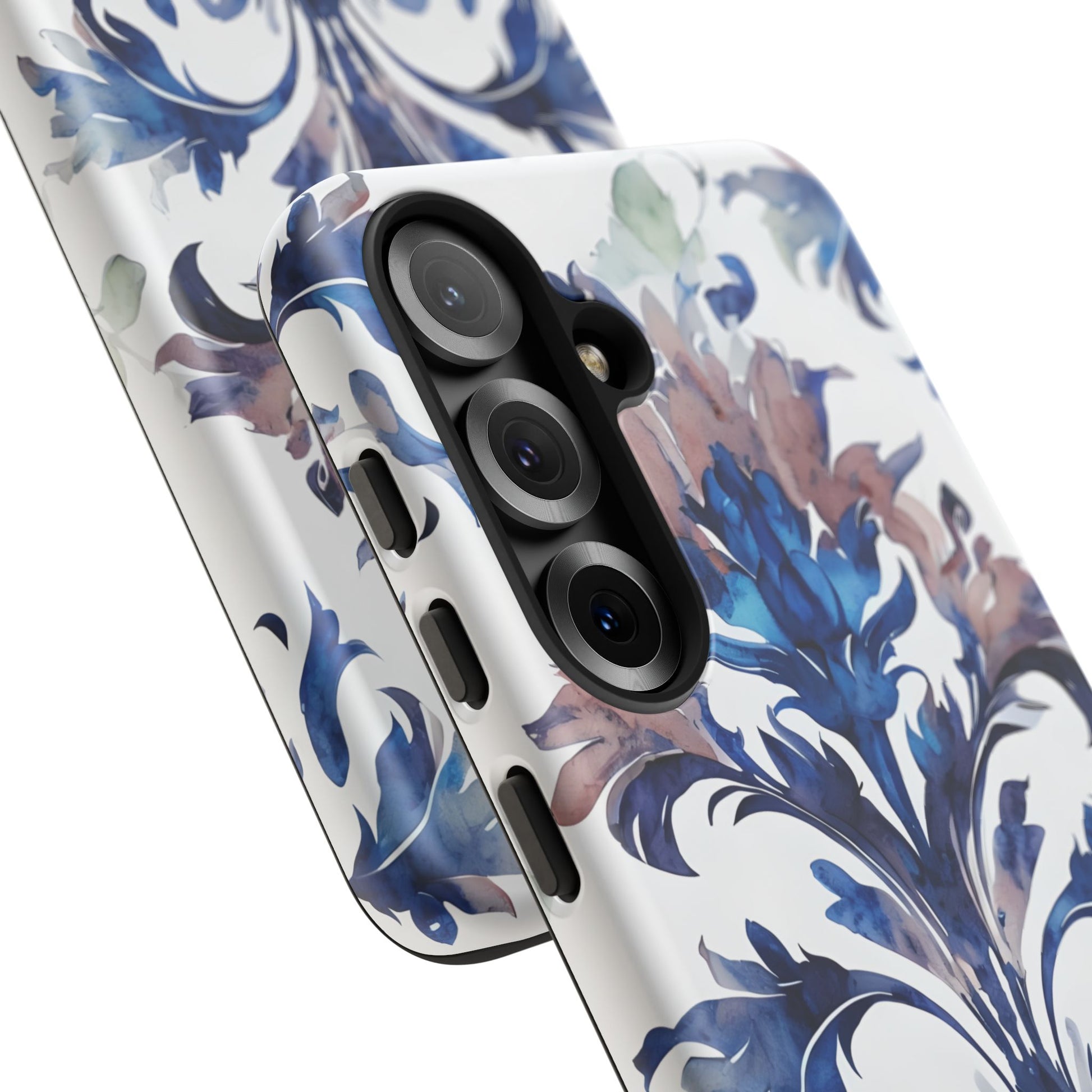 Delft Reverie - Elegant Blue & White Samsung S25 Tough Phone Case - Dutch Delftware-Inspired Floral Design