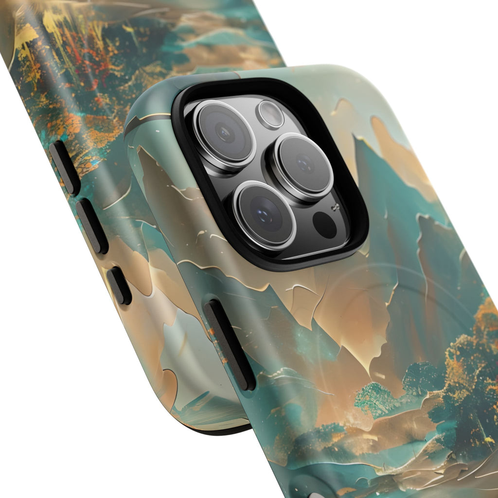 Misty Horizon - Serene Landscape Art iPhone 16 Pro MagSafe Phone Case - Tranquil Mountain & Lake Design
