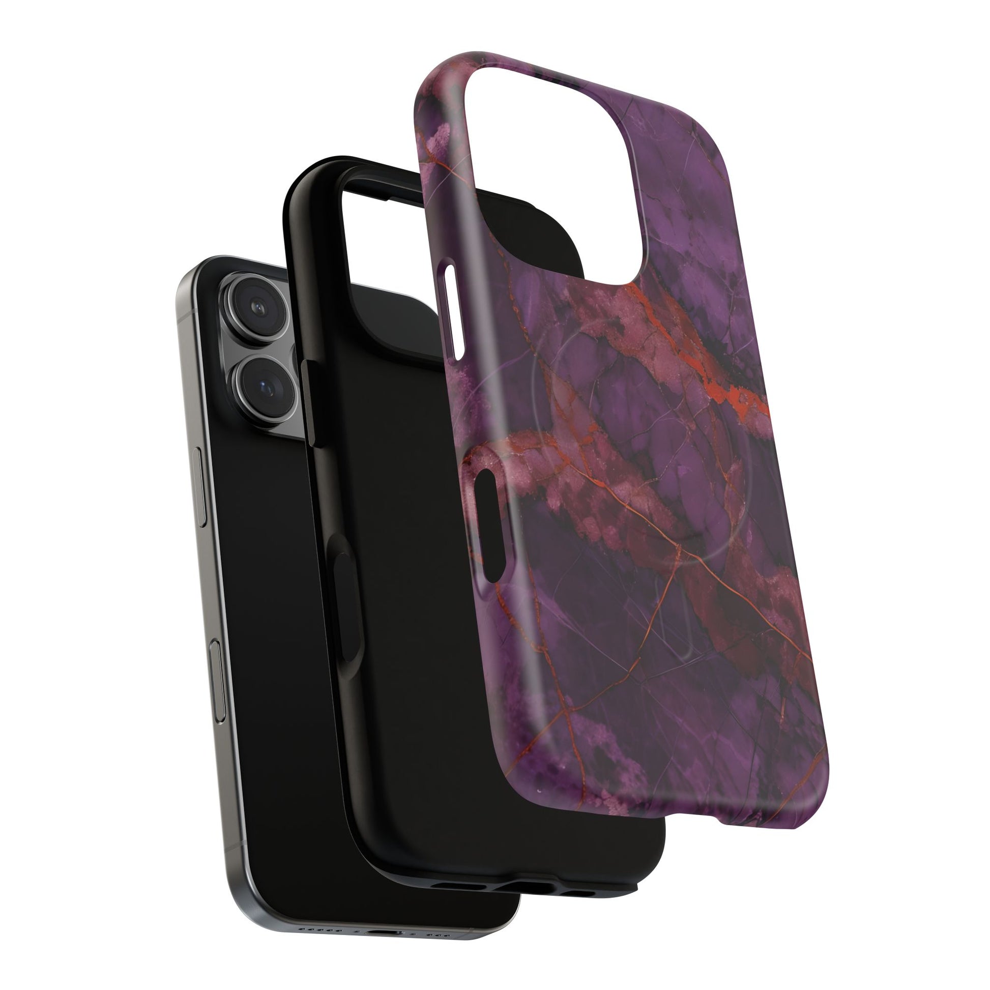 Amethyst Current - Kaleidoscope Collection Artistic Floral Burst - iPhone 16 Pro MagSafe Phone Case - Bold Purple Symmetrical Design