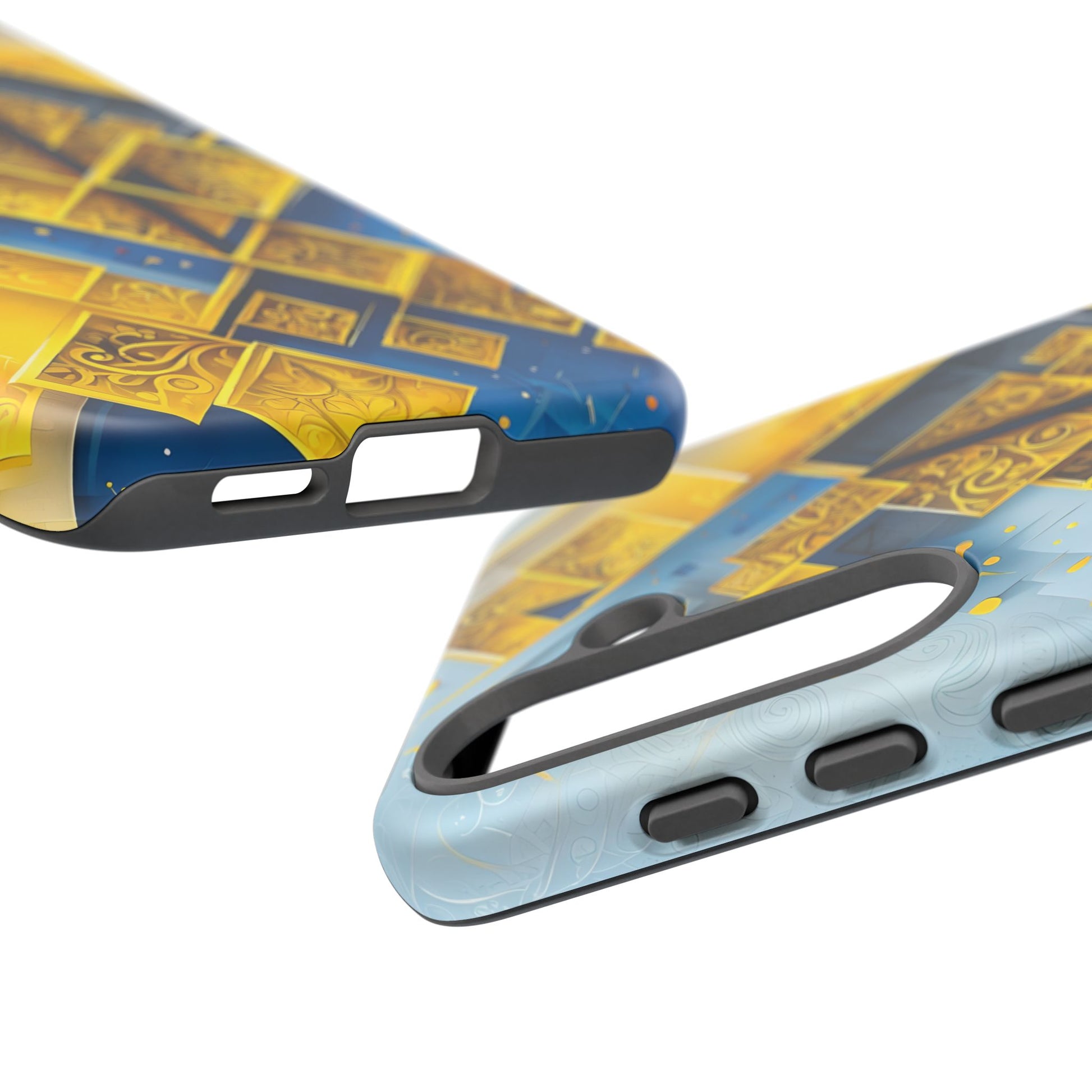 Golden Ascent Luxe Geometric Samsung Galaxy S25 Tough Case - Elegant Abstract Gold Design