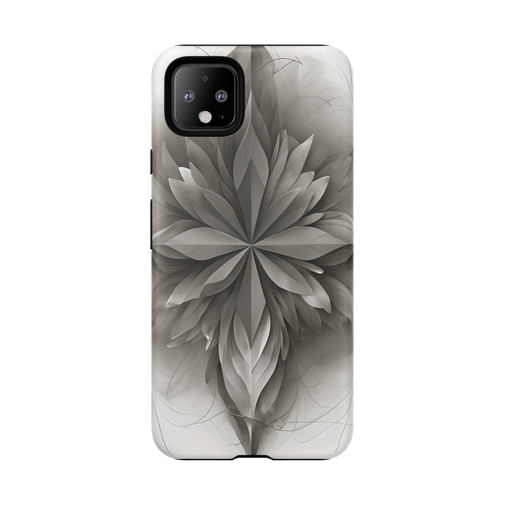 Silver Lotus - Elegant Monochrome Floral Google Pixel 4XL Tough Phone Case - Modern Lotus Design