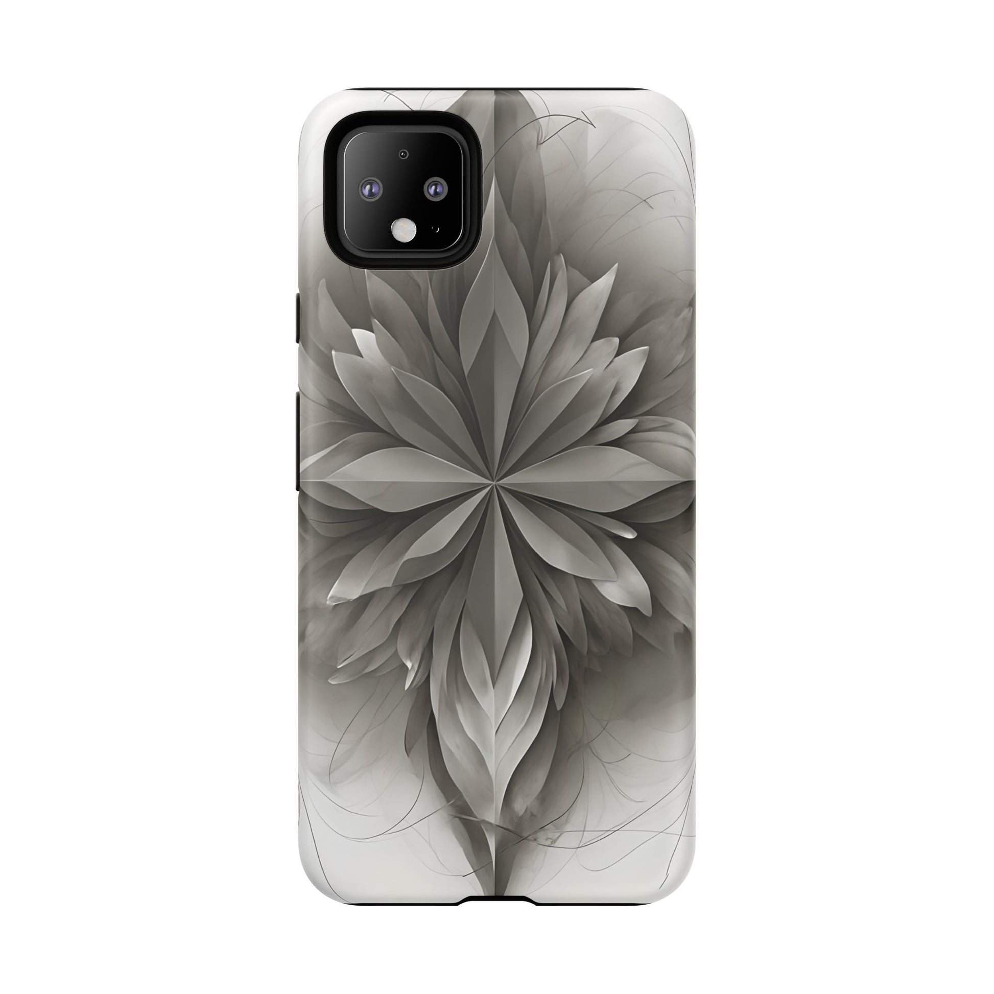 Silver Lotus - Elegant Monochrome Floral Google Pixel 4XL Tough Phone Case - Modern Lotus Design