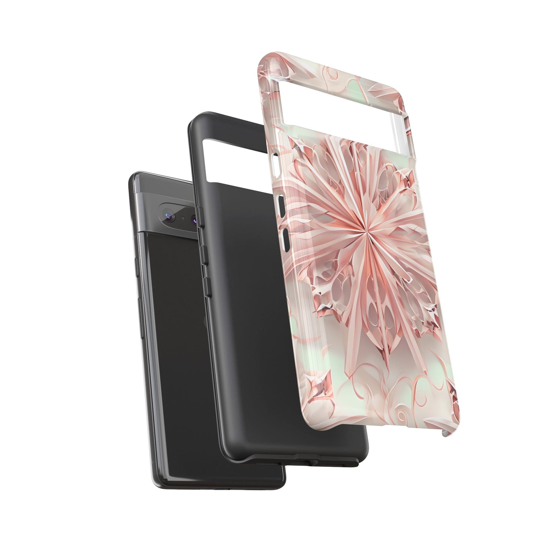 Blush Frost from our Kaleidoscope Collection - Google Pixel 7 tough case - Soft Pink Geometric Floral Design