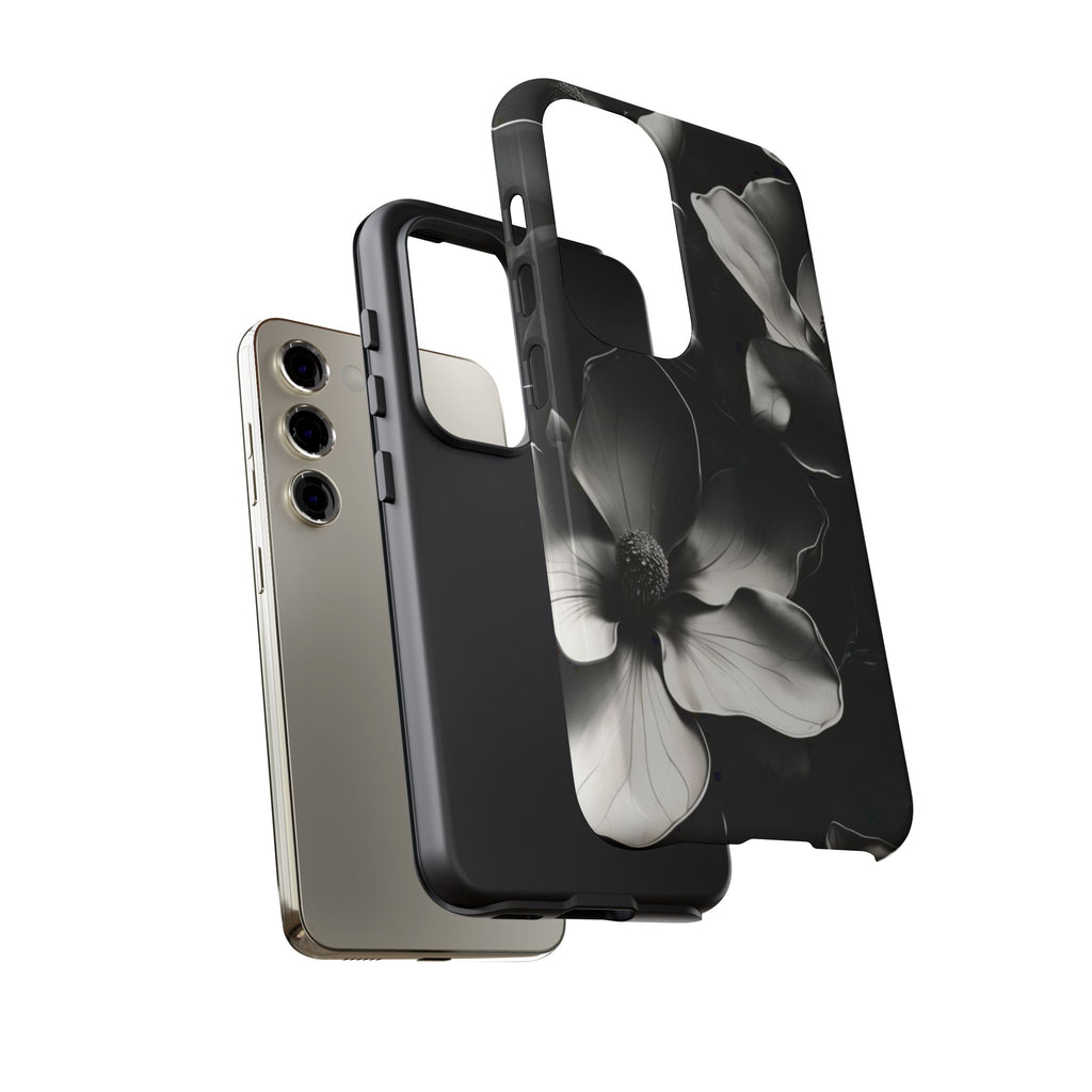 Monochrome Magnolia - Elegant Black & White Floral Samsung Galaxy S23 Tough Phone Case - Artistic Magnolia Design