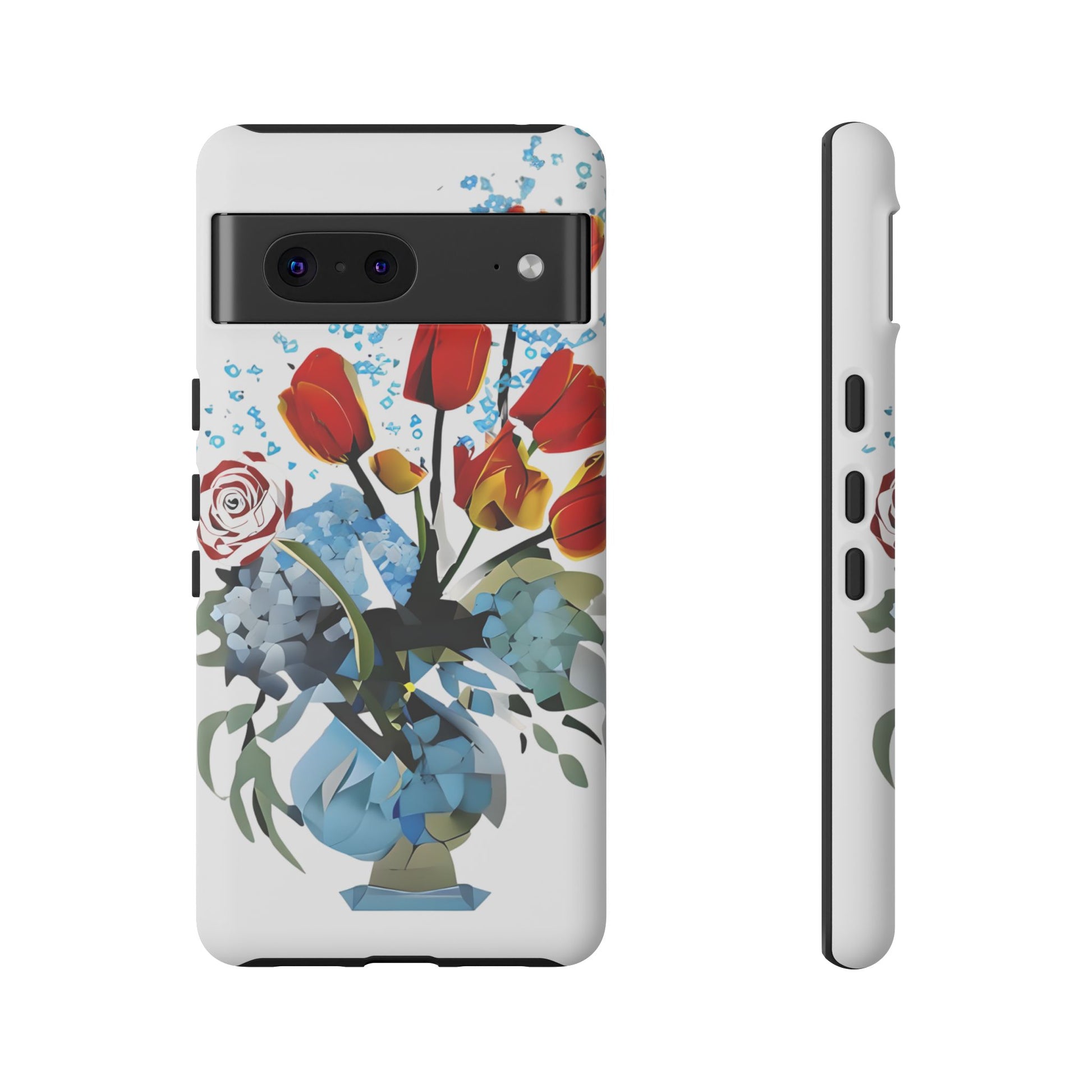 Bouquet Brilliance - Artistic Floral Google Pixel 7 Tough Phone Case - Vibrant Tulip, Rose & Hydrangea Design