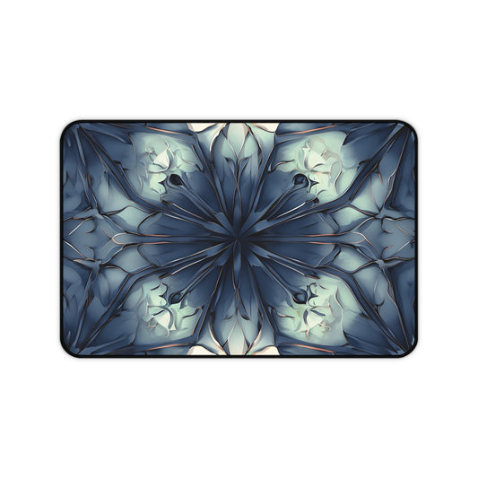 Indigo Mosaic Desk Mat - Premium Office Desk Pad, 3 Sizes Available, Artistic Workspace Protection