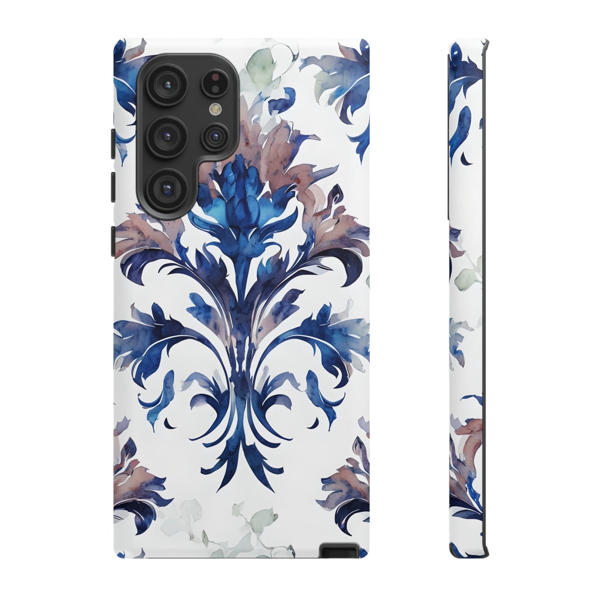 Delft Reverie - Elegant Blue & White Samsung S22 Ultra Tough Phone Case - Dutch Delftware-Inspired Floral Design